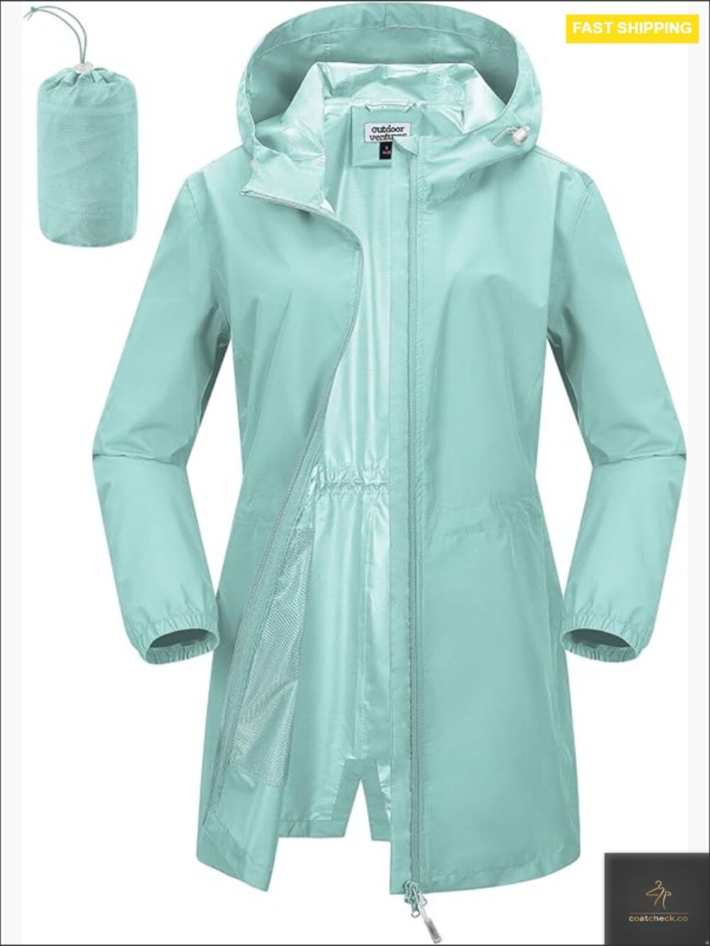 Lightweight Packable Rain Jacket Waterproof Windproof Hooded Trench Coat
